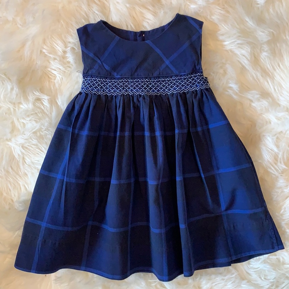 Vintage 1970s navy plaid dress